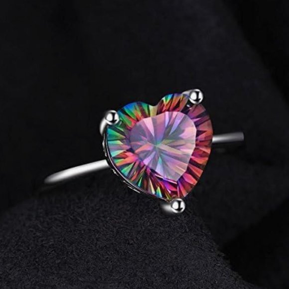 925 Mystic Topaz Heart Ring - Picture 4 of 6
